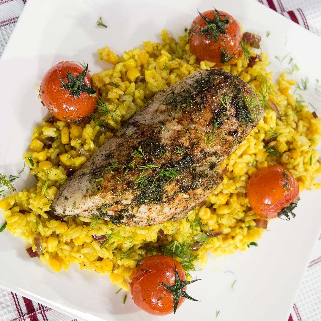 Glazed Chicken Breast with Broccoli and Rice So Delicious