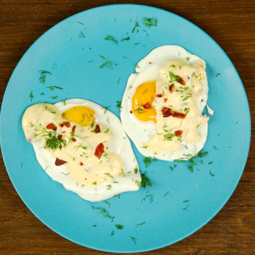 Fried Eggs with Cheese Sauce So Delicious