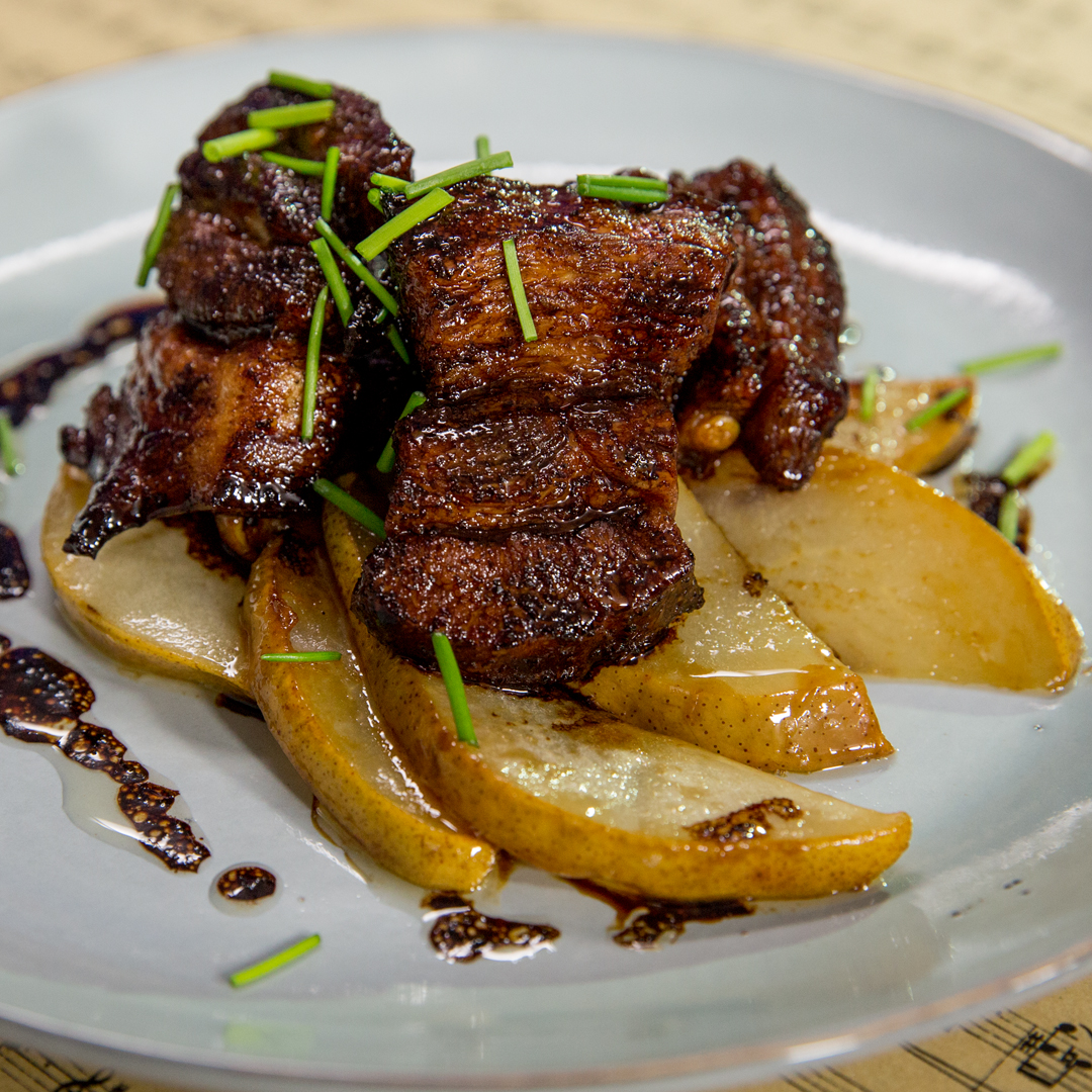 Pork Belly on Caramelized Pears So Delicious