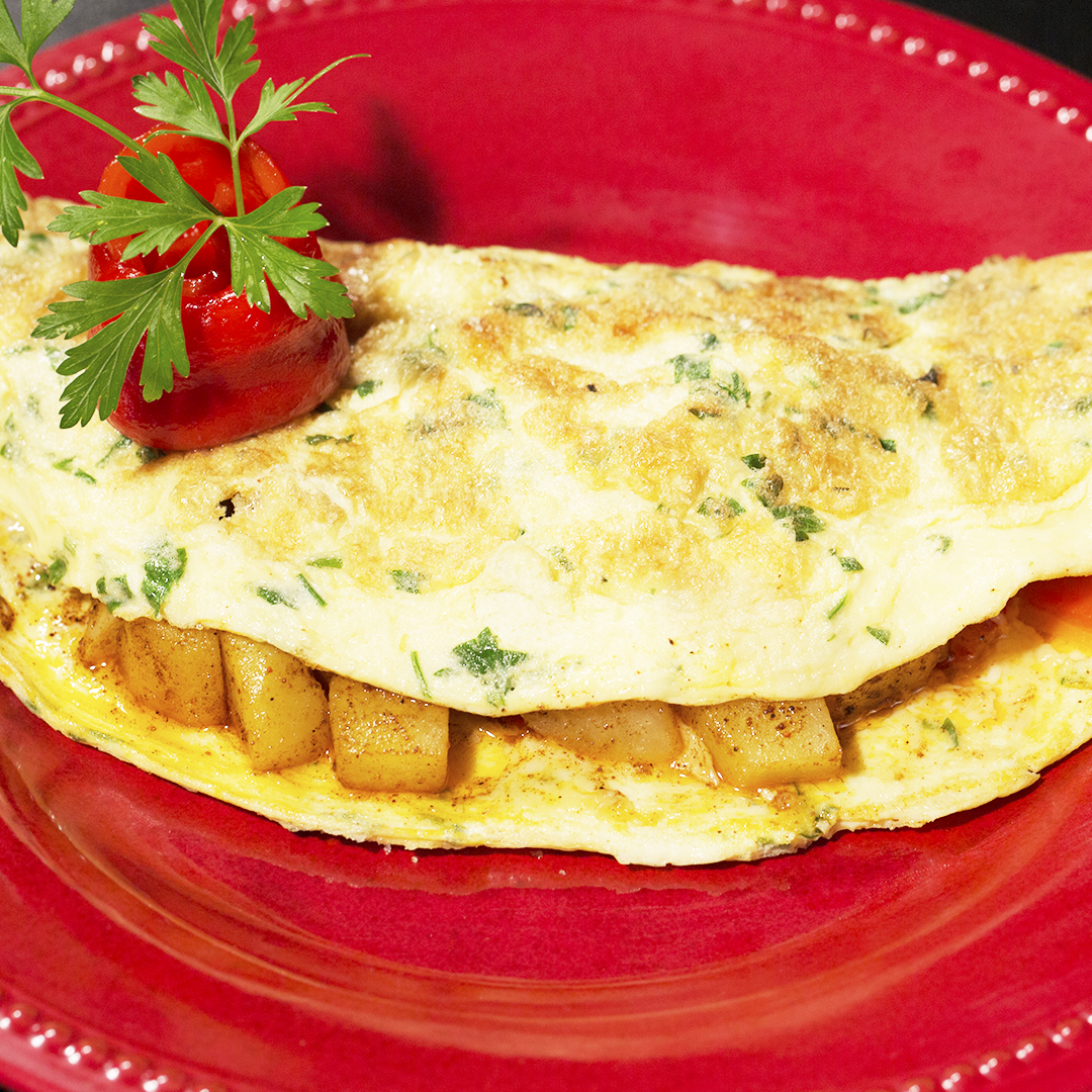Potato and Grilled Pepper Omelet So Delicious