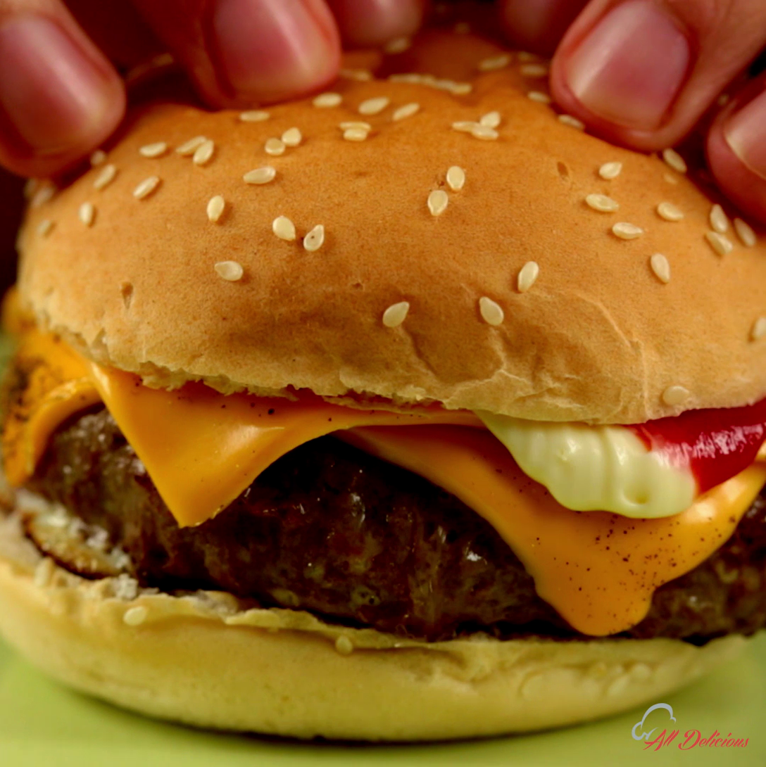 Egg in a Hole Burger So Delicious